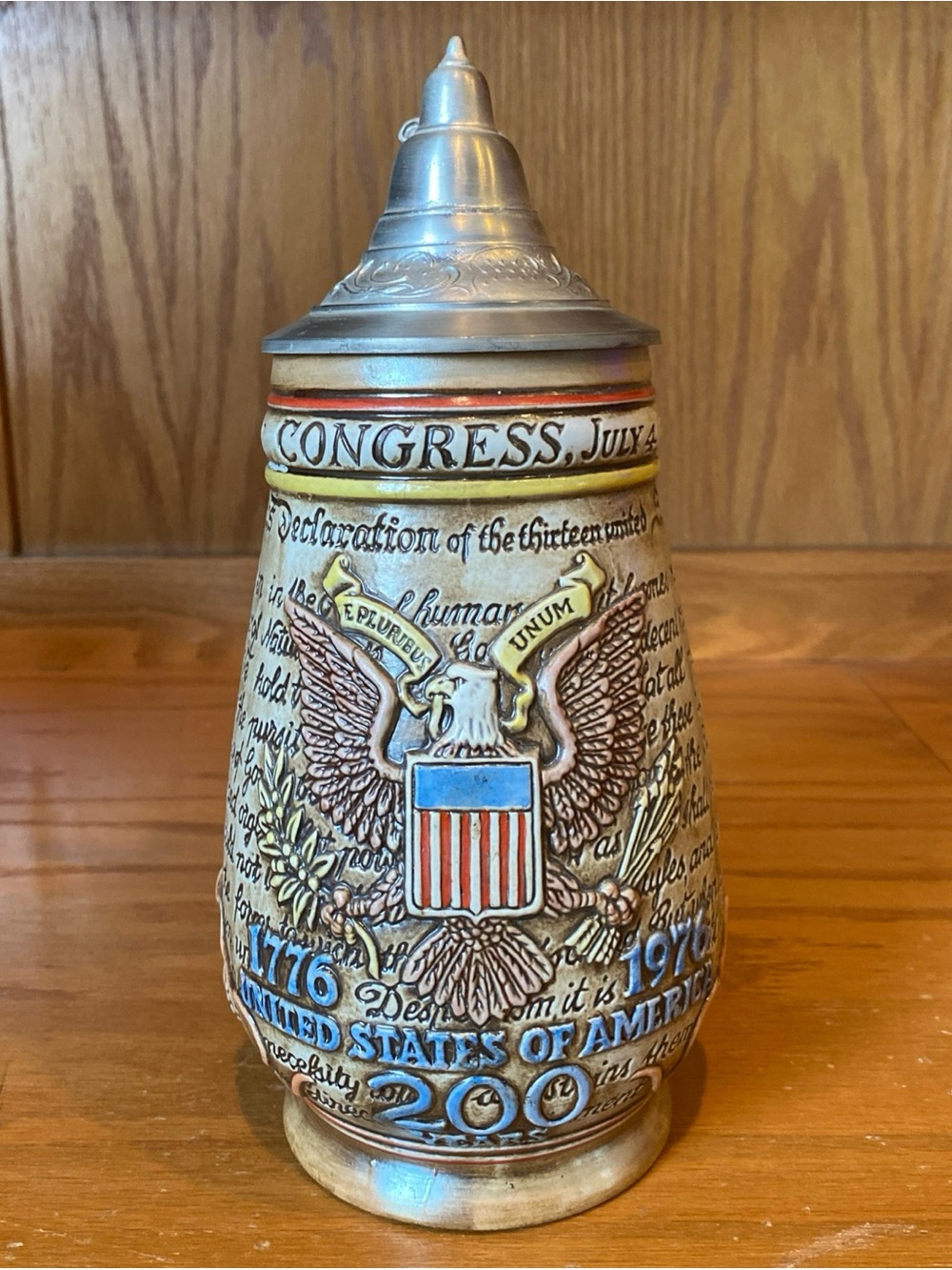 Vintage Anheuser Busch Budweiser Lidded Stein 200 year bicentennial USA 1976